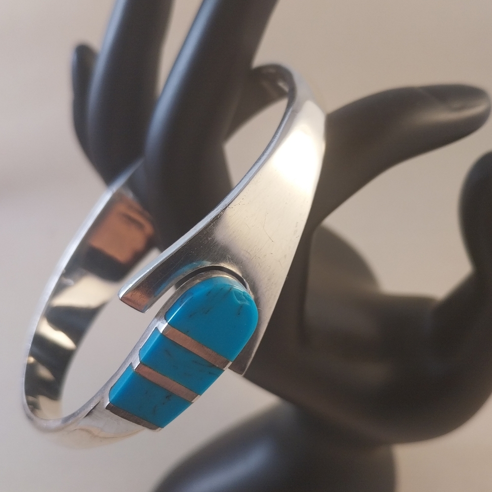 Sterling Silver and Turquoise Bracelet - Picture 14 of 16